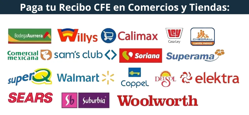 Comercios y tiendas para pagar el recibo CFE