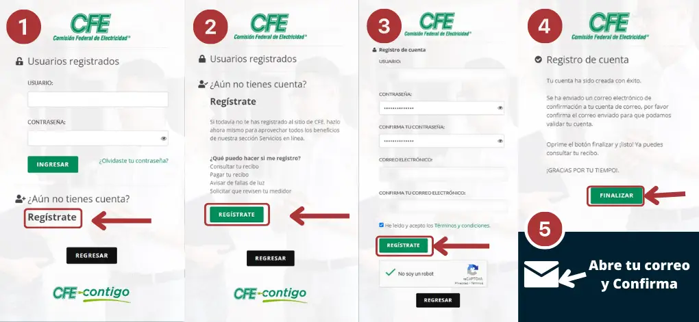 Cómo registrarse en Mi Espacio CFE